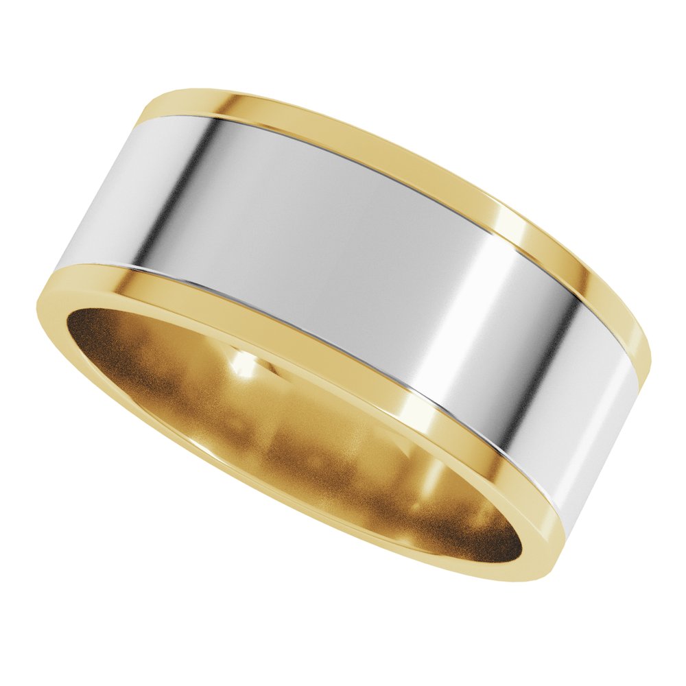 14K Yellow/White 8 mm Stepped-Edge Inlay Flat Band Size 11.5