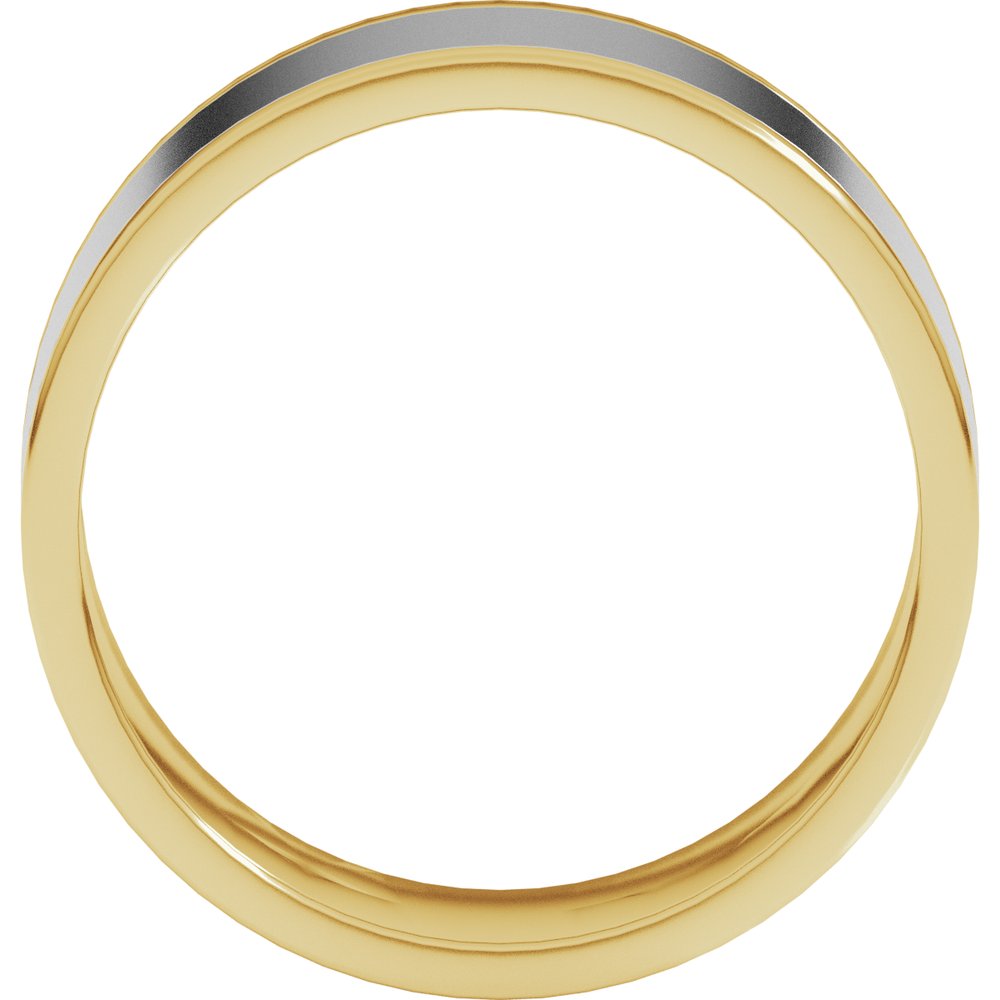 14K Yellow/White 8 mm Stepped-Edge Inlay Flat Band Size 11.5