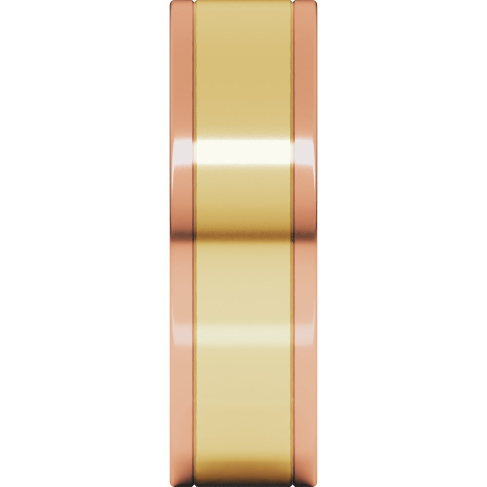 14K Rose/Yellow 6 mm Stepped-Edge Inlay Flat Band Size 10
