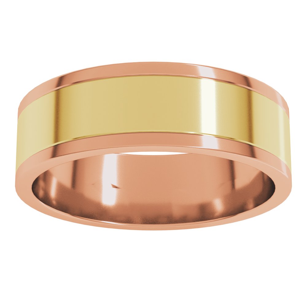 14K Rose/Yellow 6 mm Stepped-Edge Inlay Flat Band Size 10