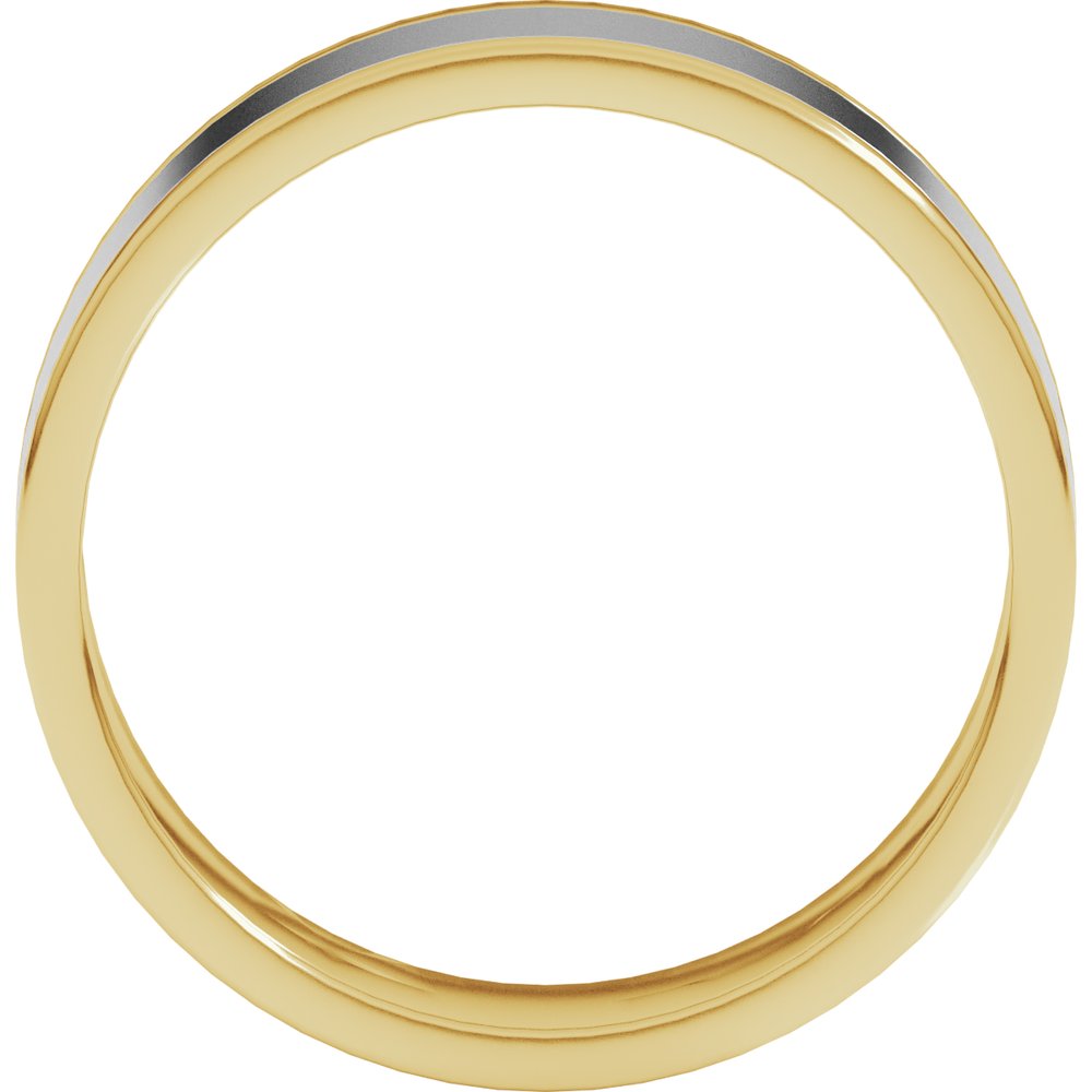 14K Yellow/White 6 mm Stepped-Edge Inlay Flat Band