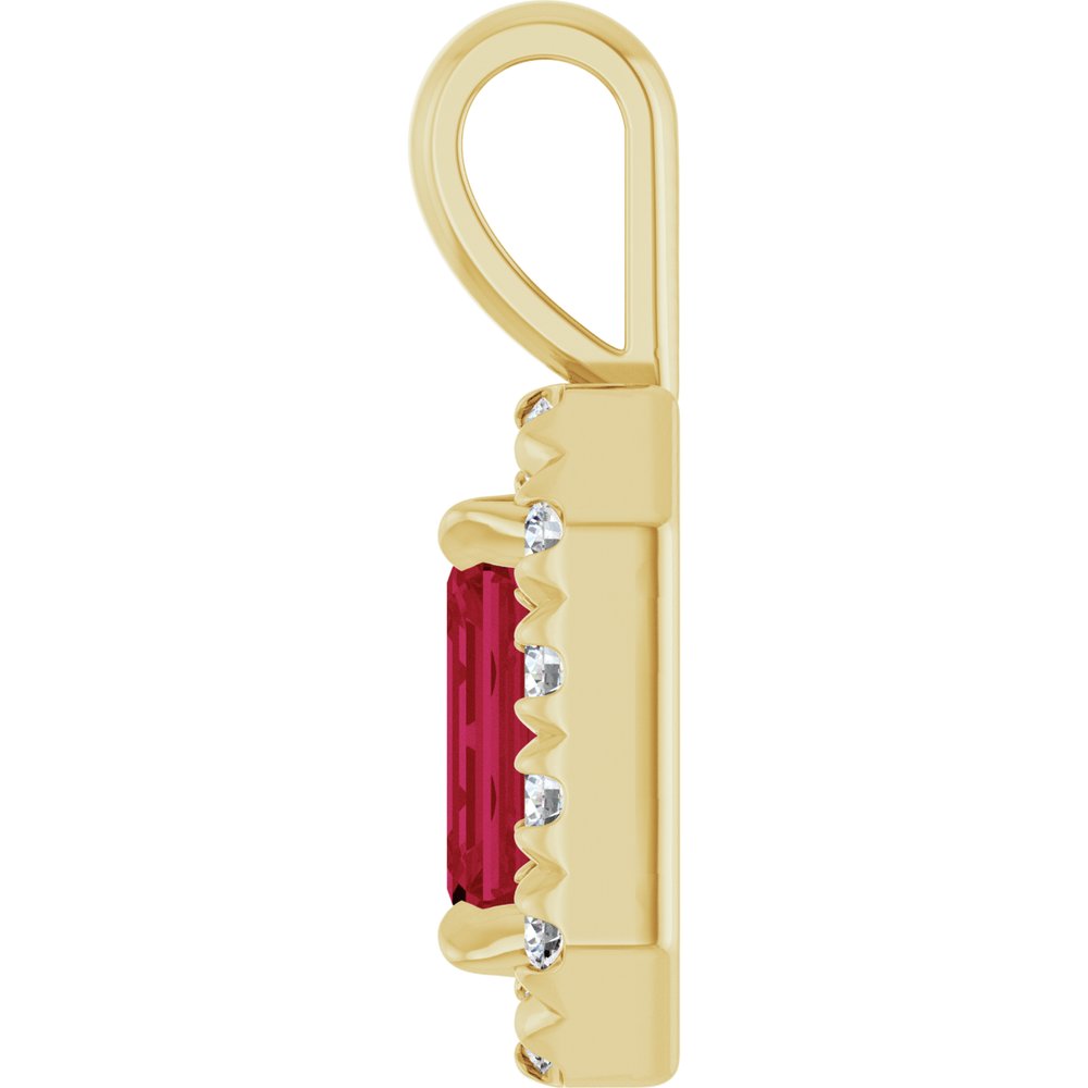 14K Yellow Gold 6x4 mm Natural Ruby & 1/5 CTW Natural Diamond Halo-Style Pendant