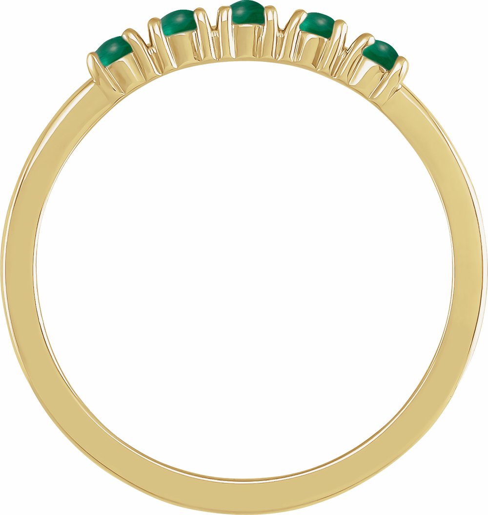 14K Yellow Gold Natural Emerald Cabochon Stackable Ring