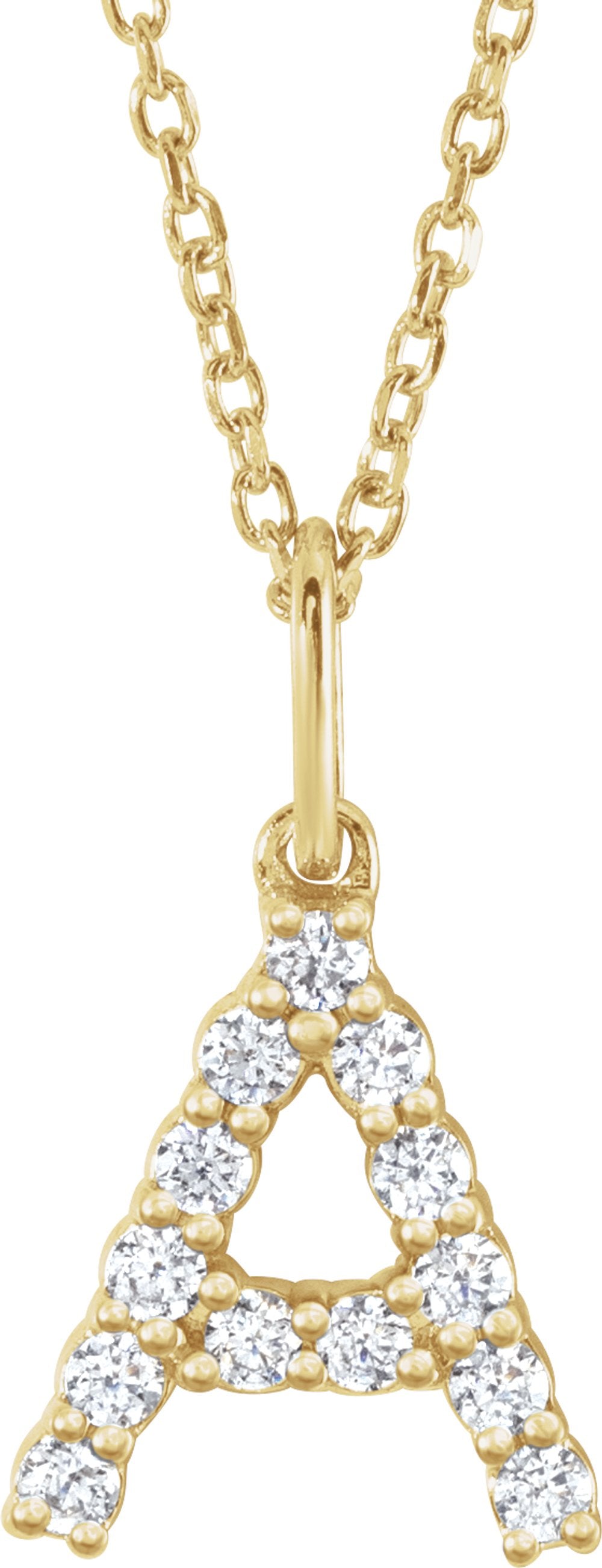 14K Yellow Gold 1/5 CTW Lab-Grown Diamond Initial A 16-18" Necklace