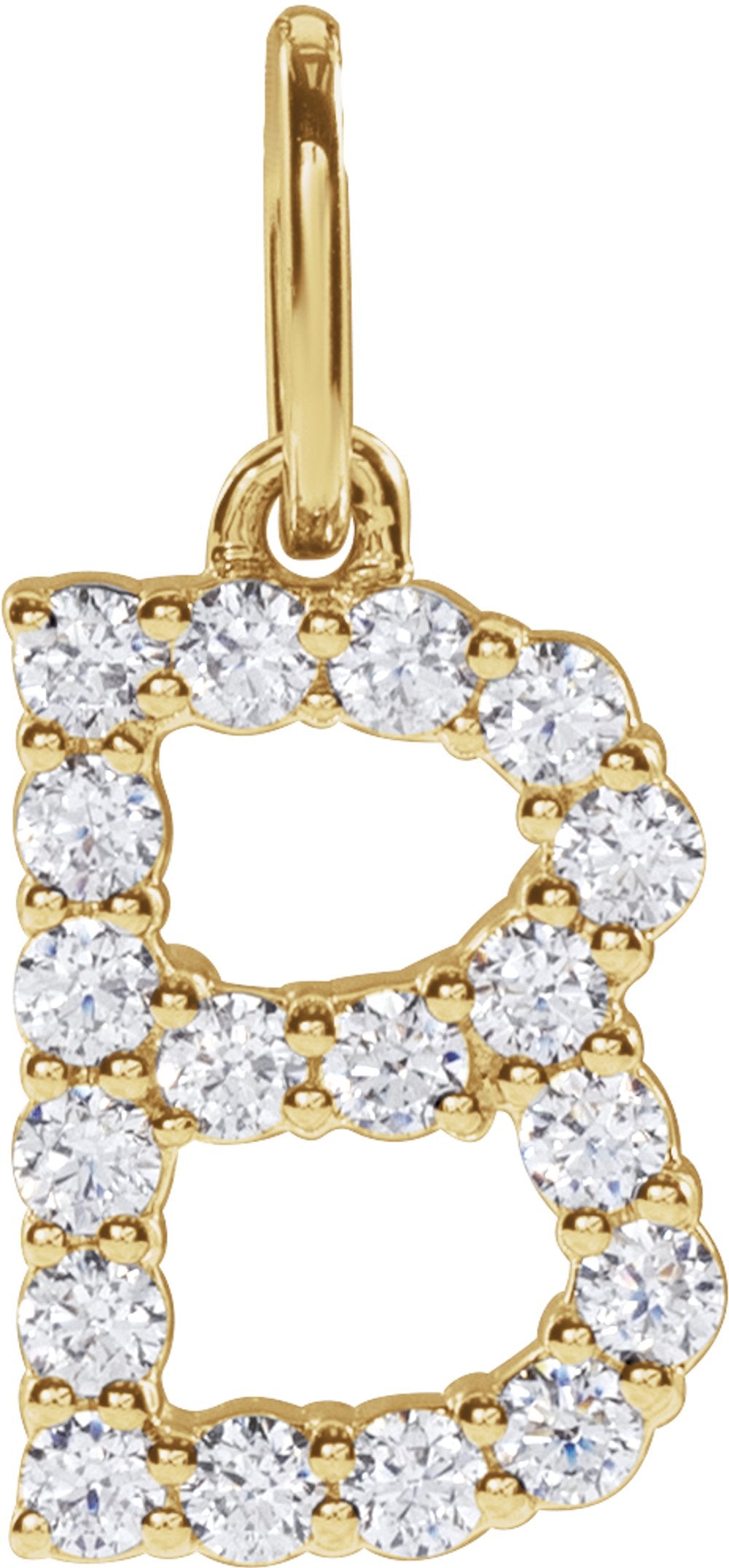 14K Yellow Gold 1/4 CTW Lab-Grown Diamond Initial B Pendant