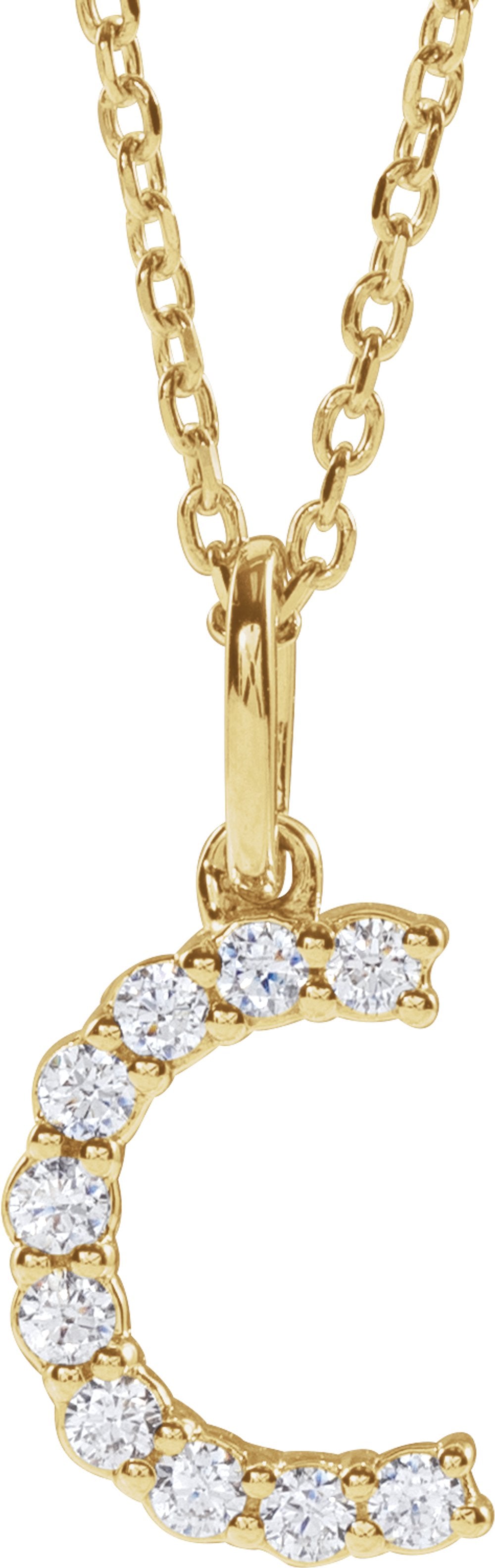 14K Yellow 1/6 CTW Lab-Grown Diamond Initial C 16-18" Necklace