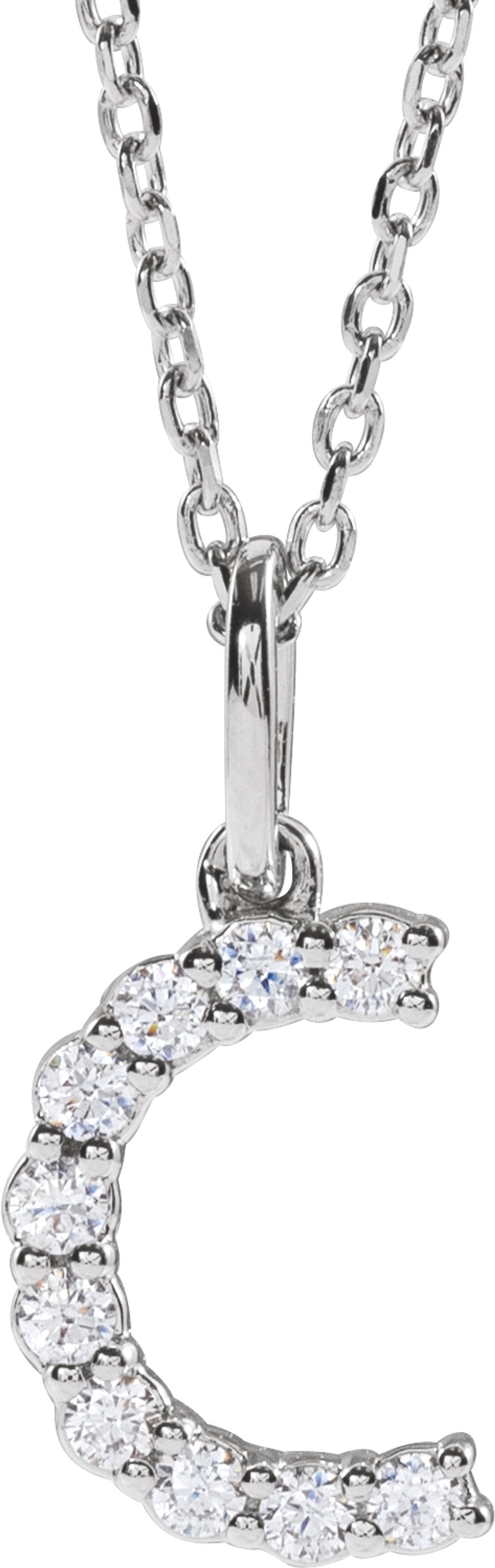 14K White Gold 1/6 CTW Lab-Grown Diamond Initial C 16-18" Necklace