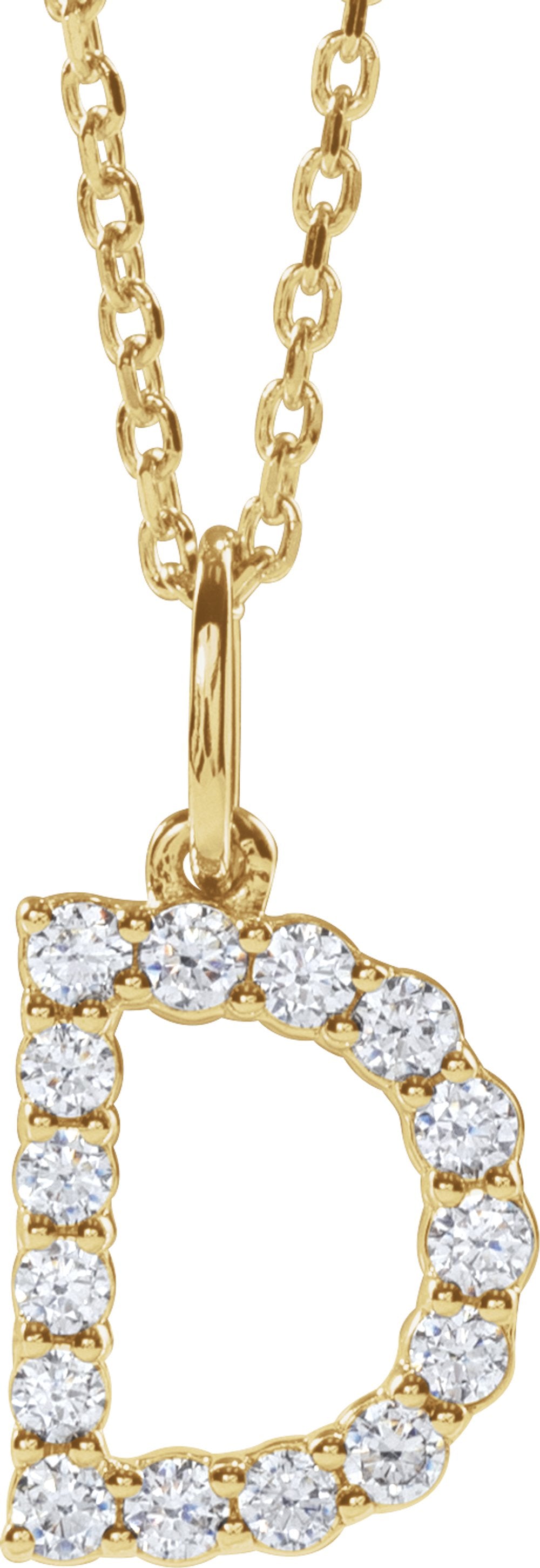14K Yellow Gold 1/4 CTW Lab-Grown Diamond Initial D 16-18" Necklace