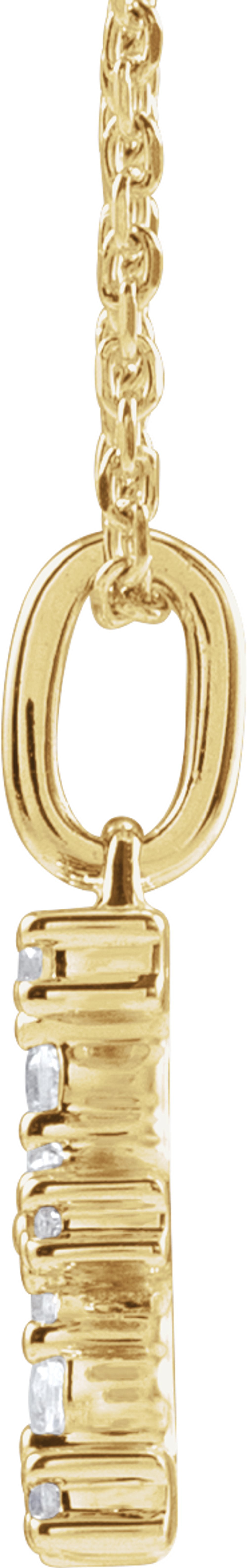 14K Yellow Gold 1/5 CTW Lab-Grown Diamond Initial E 16-18" Necklace