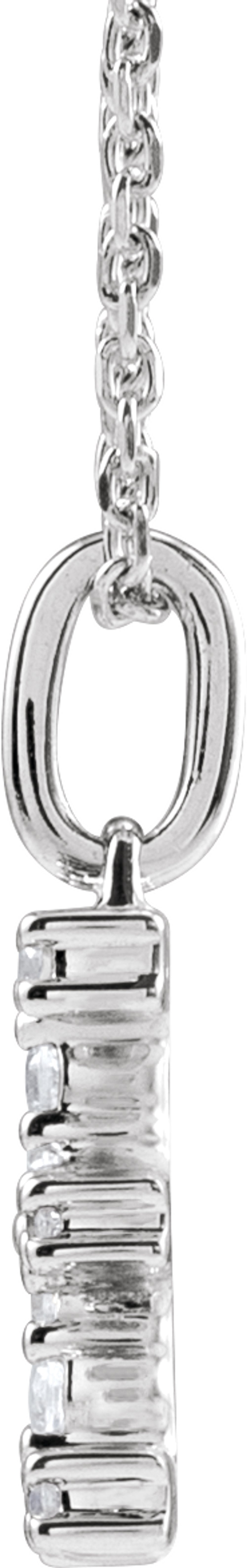 14K White Gold 1/5 CTW Lab-Grown Diamond Initial E 16-18" Necklace