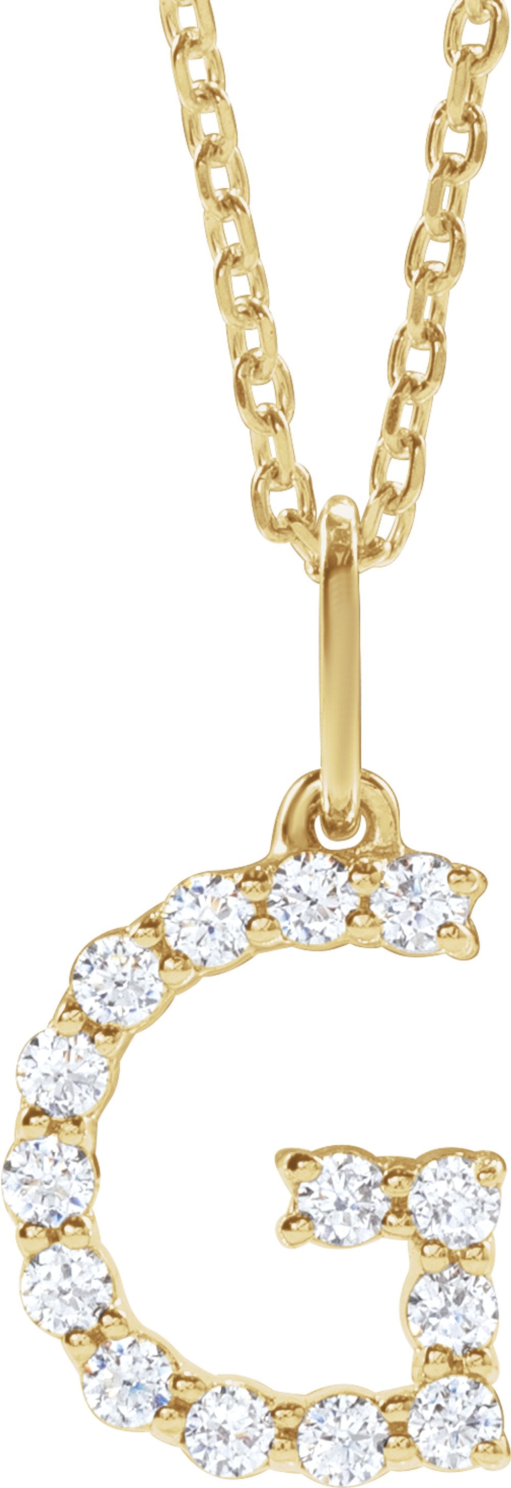 14K Yellow Gold 1/5 CTW Lab-Grown Diamond Initial G 16-18" Necklace