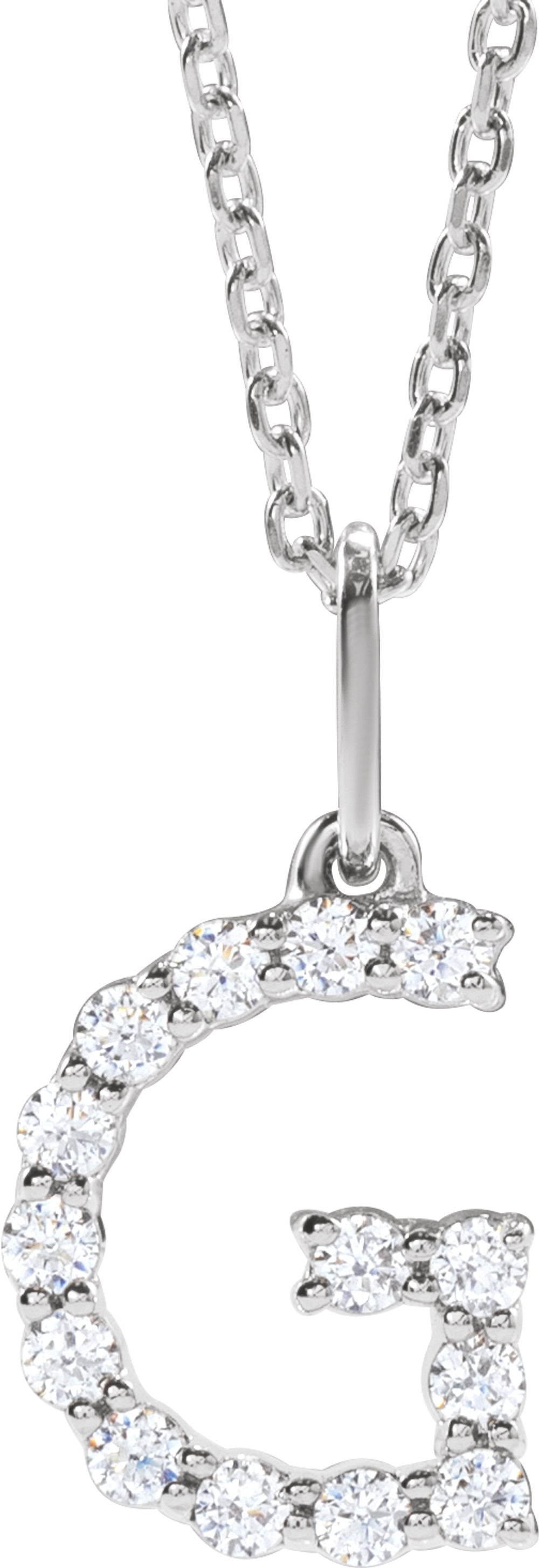 14K White Gold 1/5 CTW Lab-Grown Diamond Initial G 16-18" Necklace