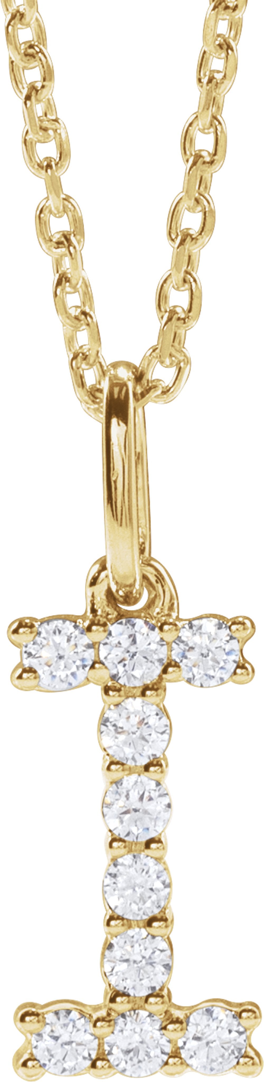 14K Yellow 1/6 CTW Lab-Grown Diamond Initial I 16-18" Necklace