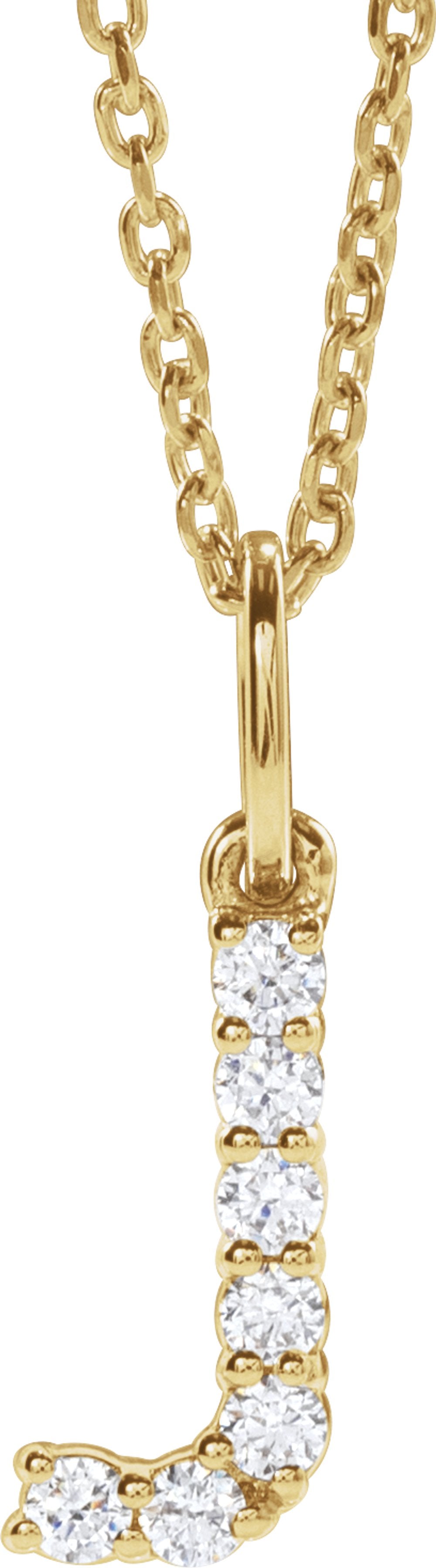 14K Yellow Gold 1/8 CTW Lab-Grown Diamond Initial J 16-18" Necklace