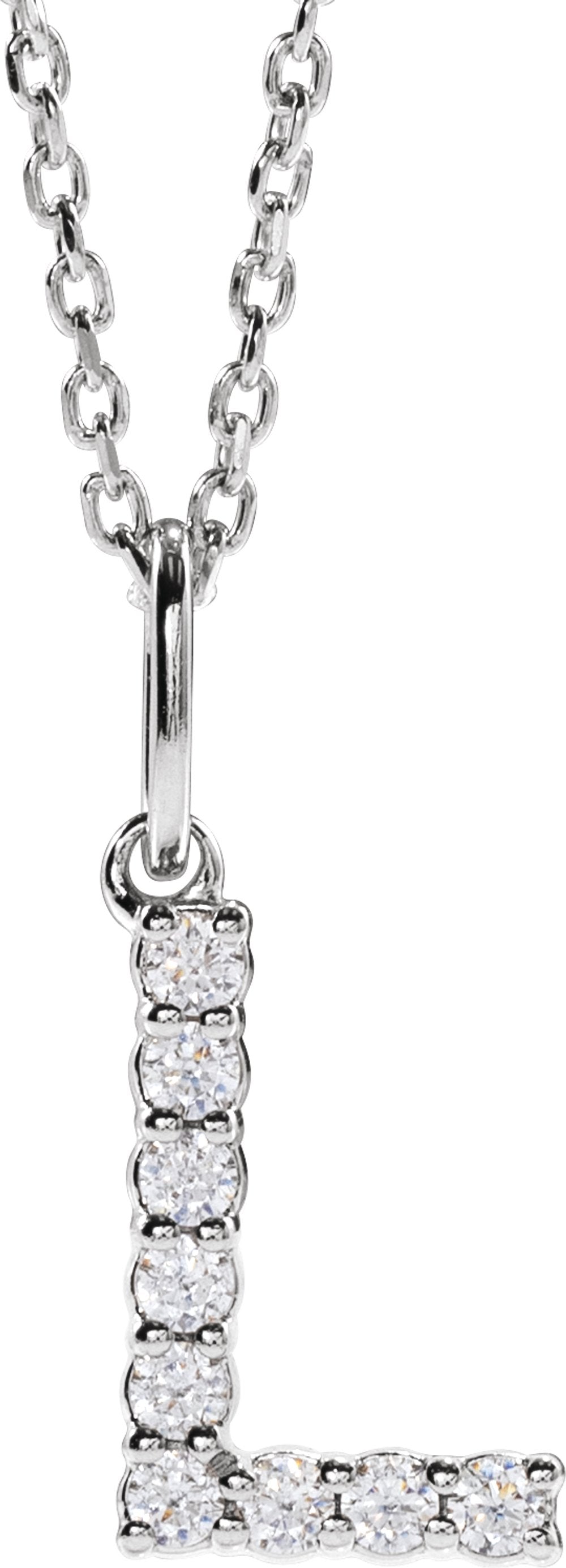 14K White 1/8 CTW Lab-Grown Diamond Initial L 16-18" Necklace