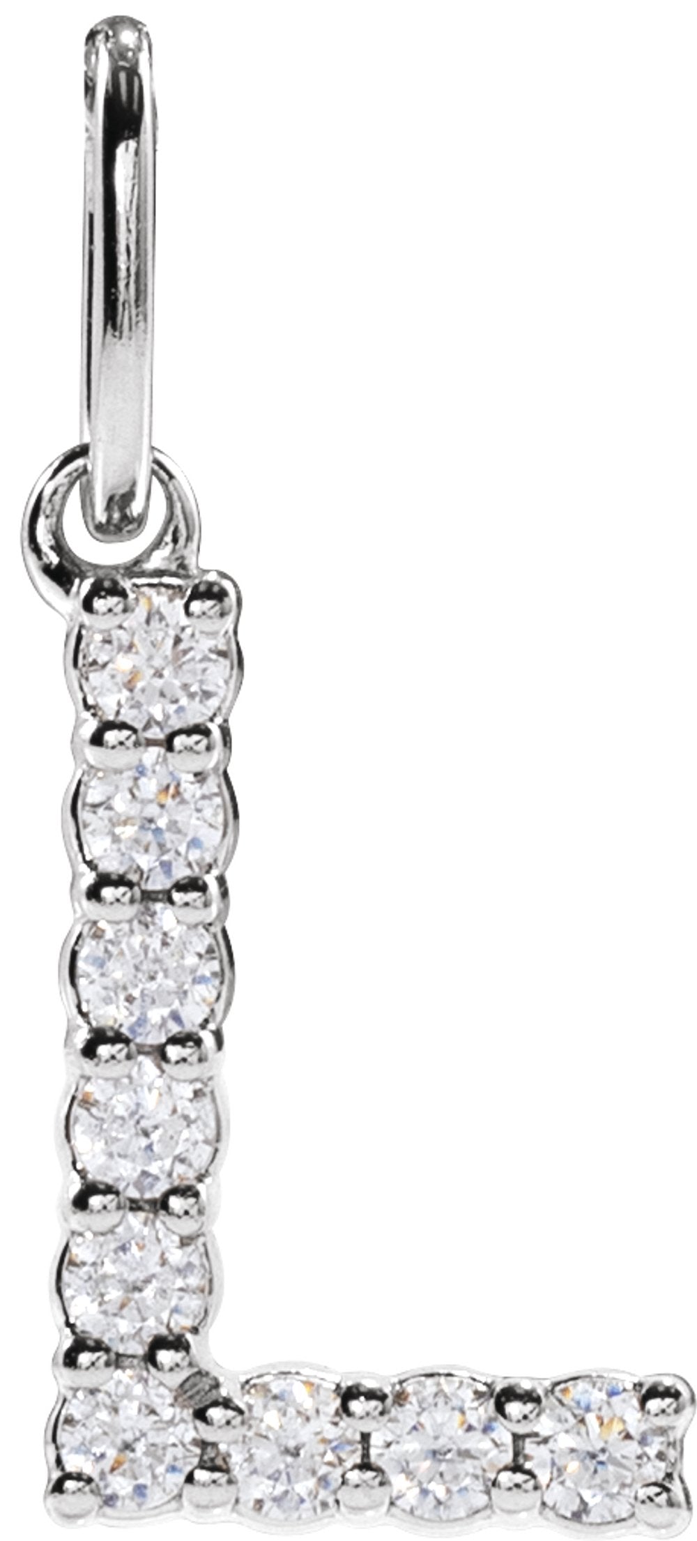 14K White Gold 1/8 CTW Lab-Grown Diamond Initial L Pendant