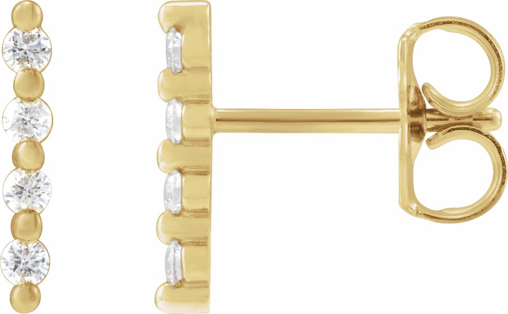 14K Yellow Gold 1/10 CTW Natural Diamond Bar Earrings