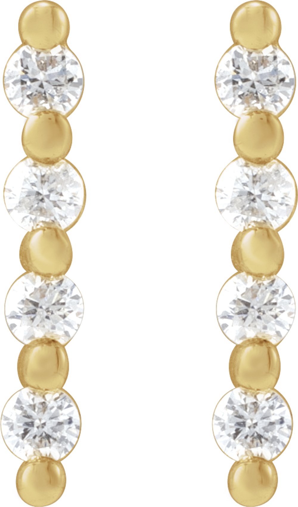 14K Yellow Gold 1/10 CTW Natural Diamond Bar Earrings