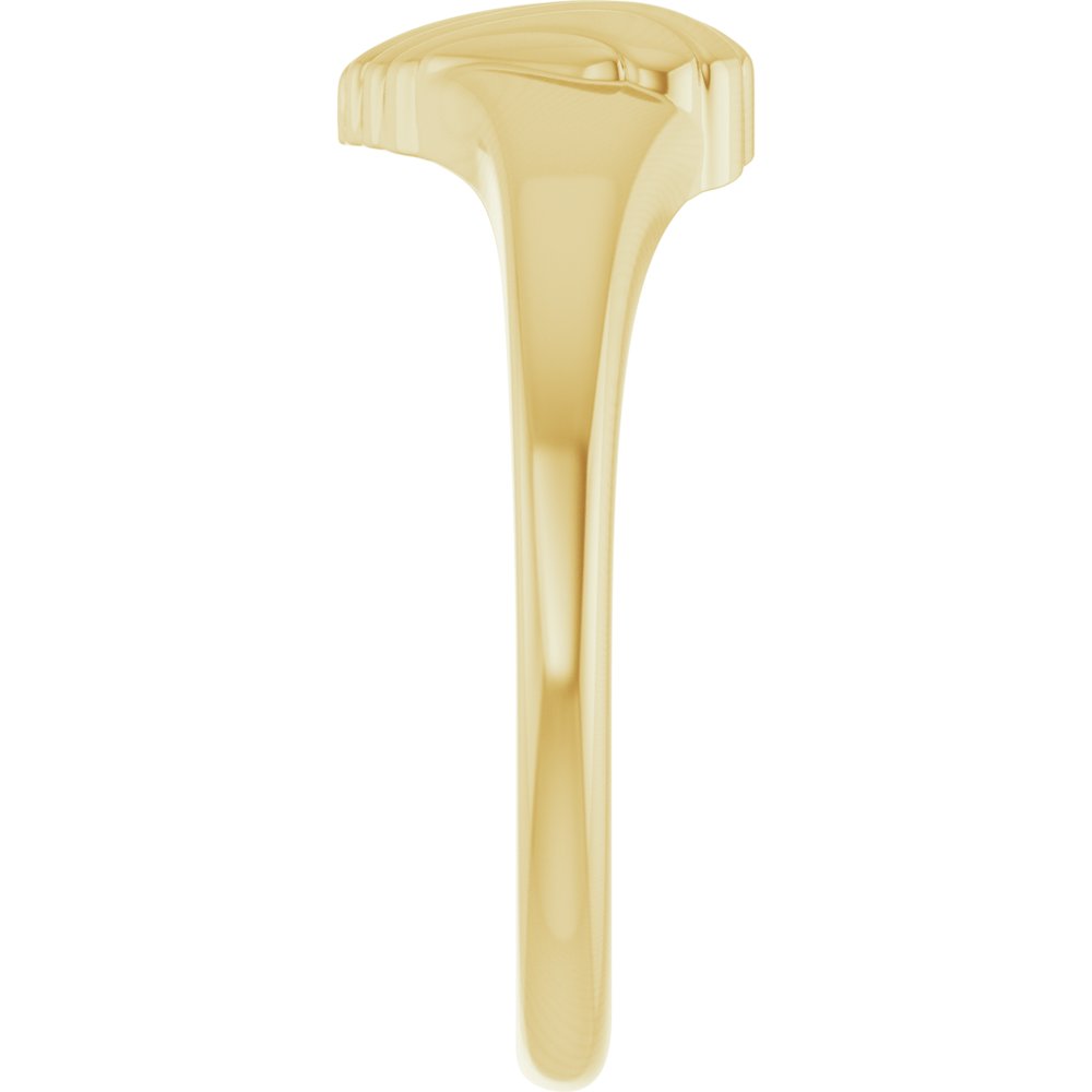 14K Yellow Ribbed Heart Ring