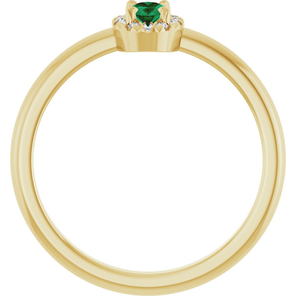 14K Yellow Gold Natural Emerald & .05 CTW Natural Diamond French-Set Halo-Style Ring