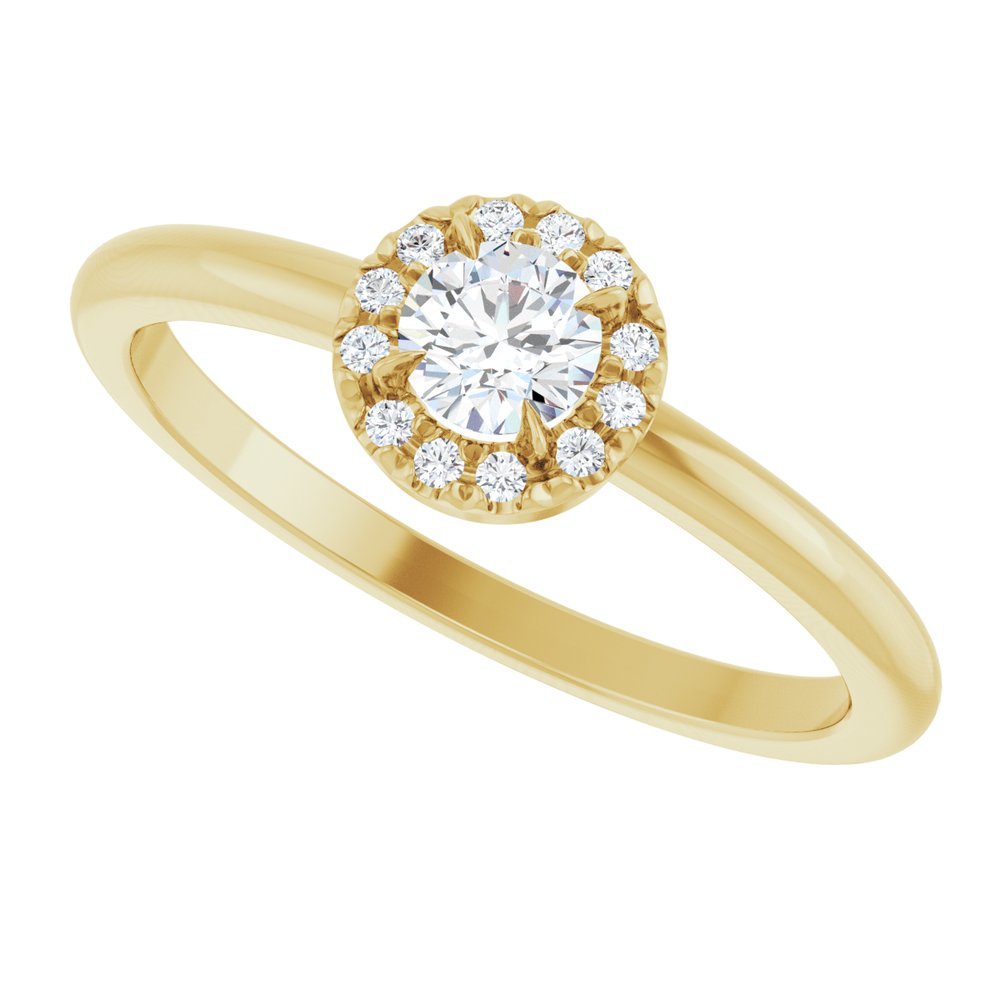 14K Yellow 1/4 CTW Natural Diamond French-Set Halo-Style Ring