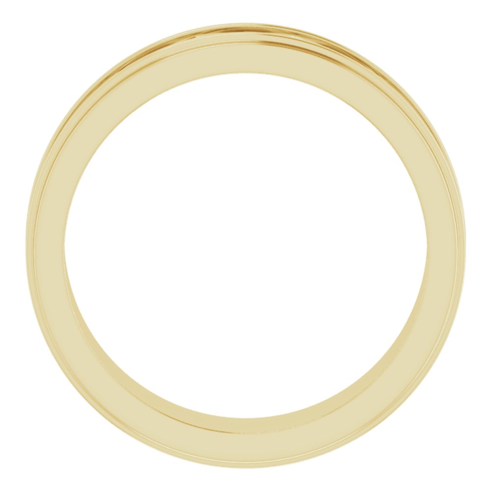 14K Yellow Gold 6.4 mm Stepped-Edge Sculptural Flat Band Size 11