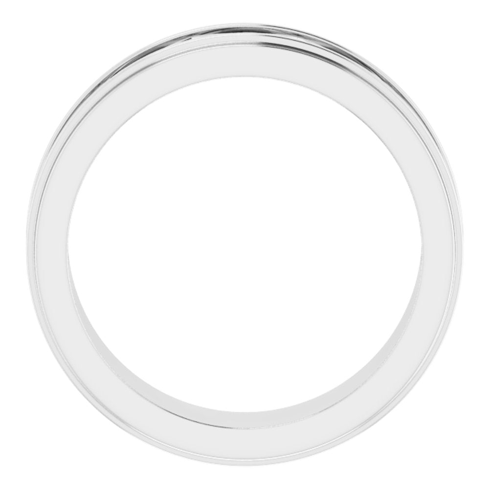 14K White 6.4 mm Stepped-Edge Sculptural Flat Band Size 8.5