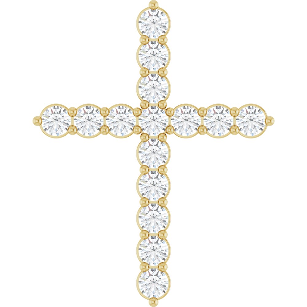14K Yellow 3/4 CTW Lab-Grown Diamond Cross Pendant