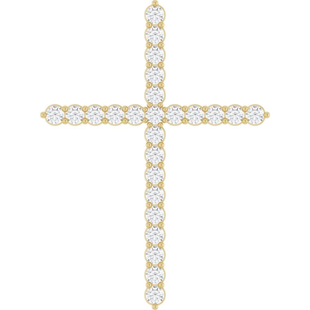 14K Yellow 1 CTW Lab-Grown Diamond Cross Pendant