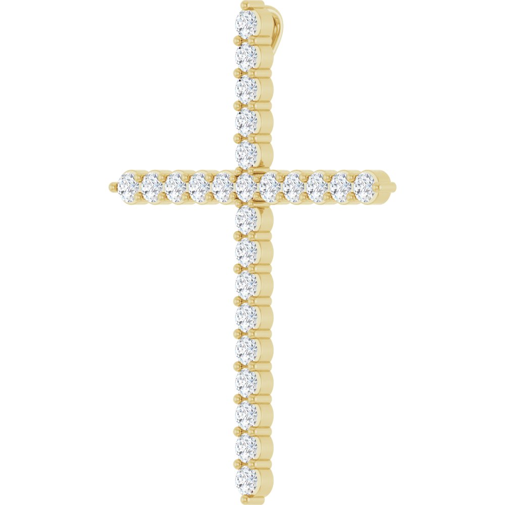 14K Yellow 1 CTW Lab-Grown Diamond Cross Pendant