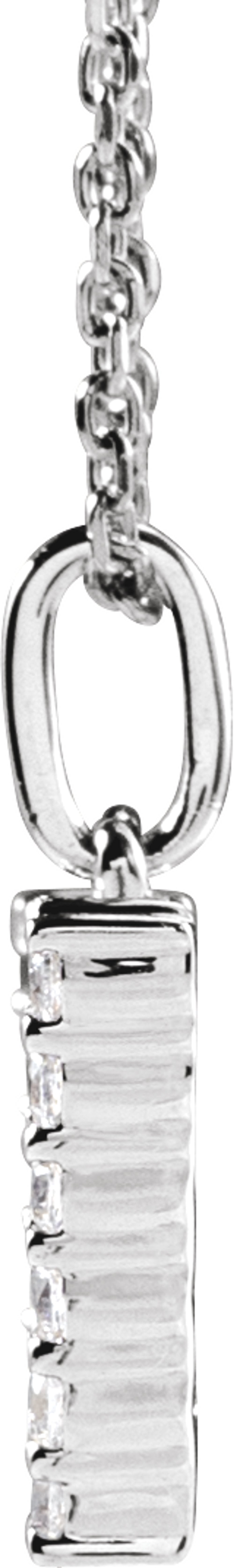 14K White 1/3 CTW Lab-Grown Diamond Initial W 16-18" Necklace