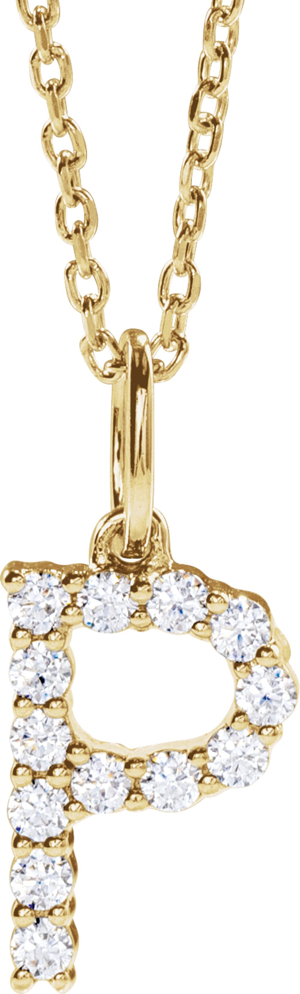 14K Yellow Gold 1/5 CTW Lab-Grown Diamond Initial P 16-18" Necklace