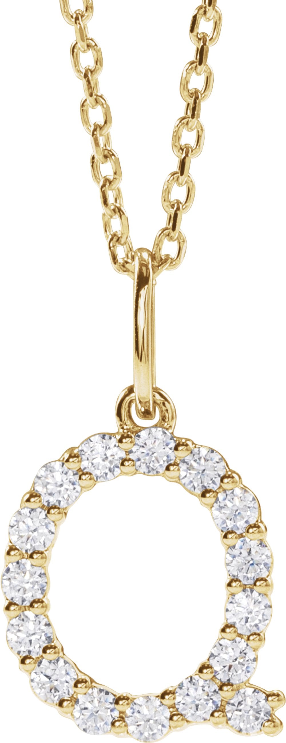 14K Yellow 1/4 CTW Lab-Grown Diamond Initial Q 16-18" Necklace