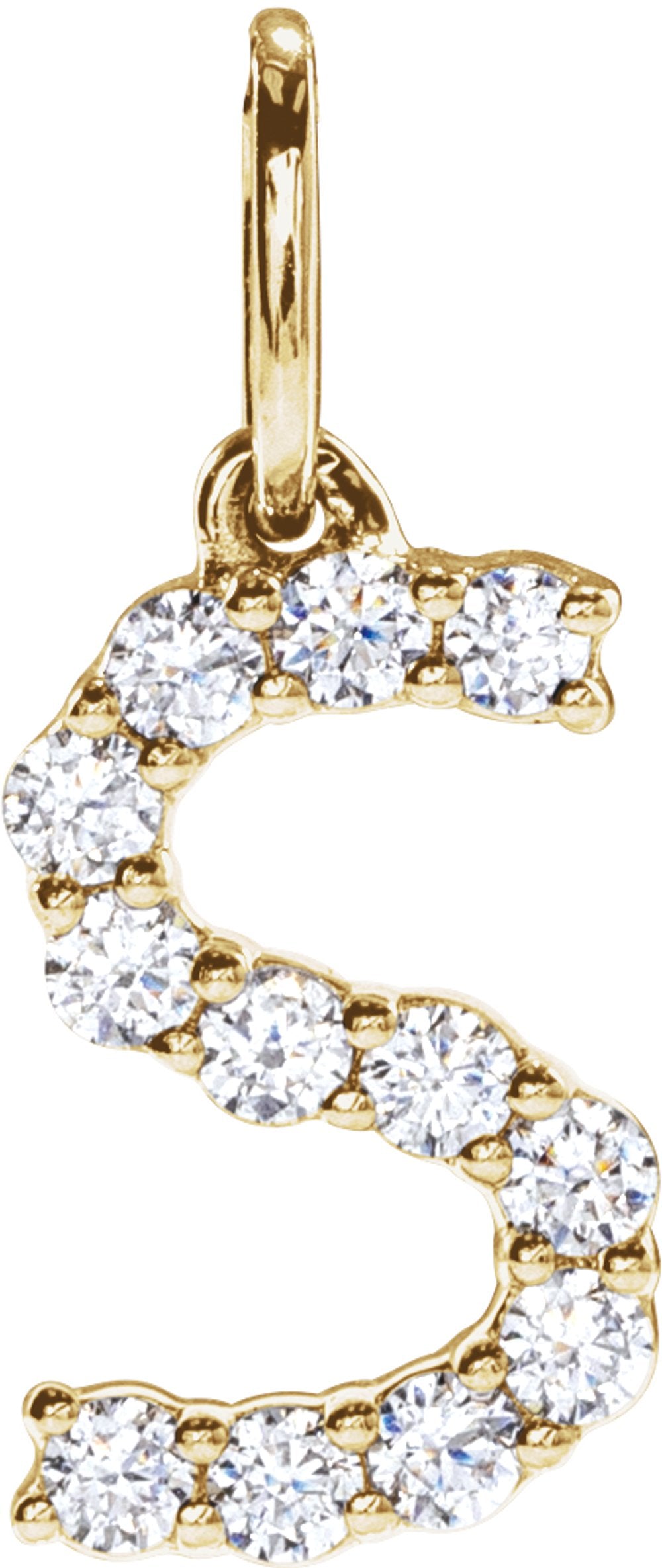 14K Yellow Gold 1/5 CTW Lab-Grown Diamond Initial S Pendant