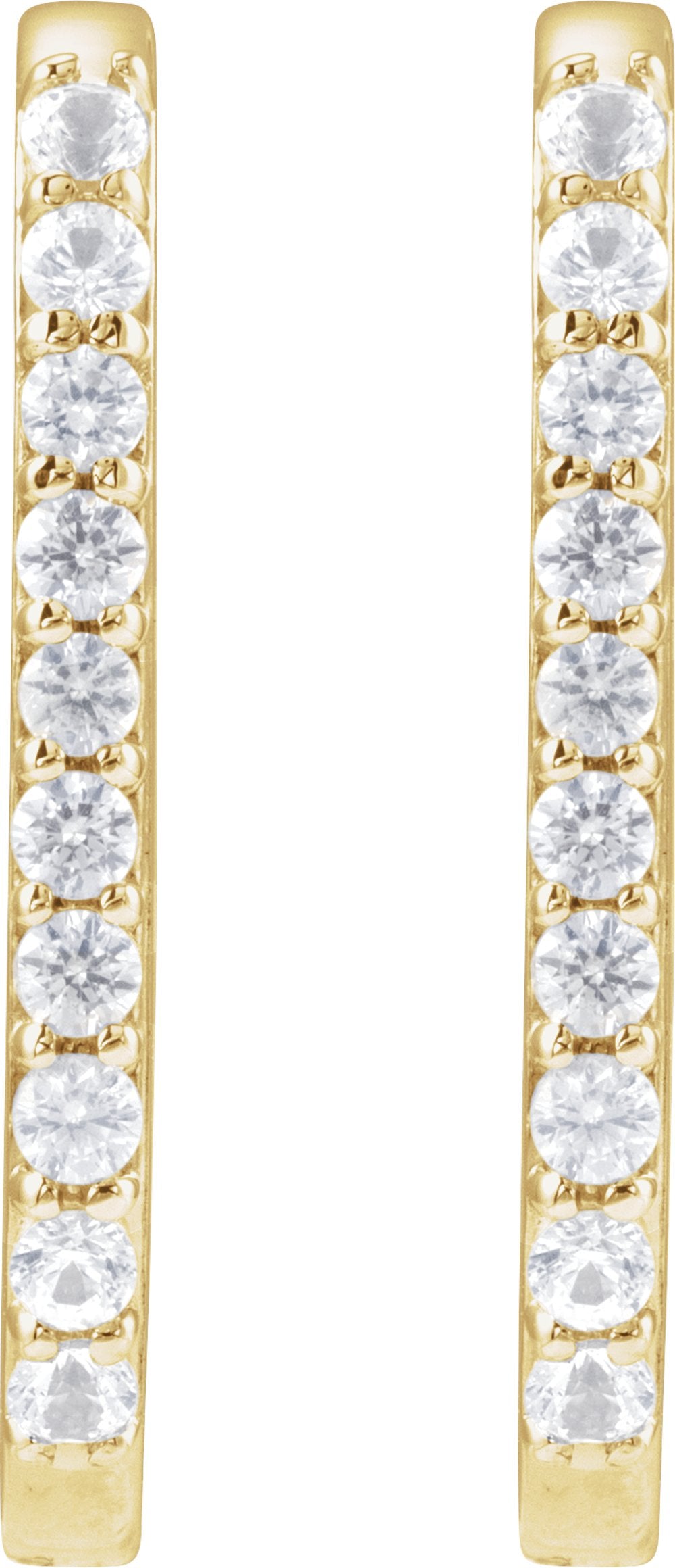 14K Yellow Gold Natural White Sapphire 20 mm Hoop Earrings