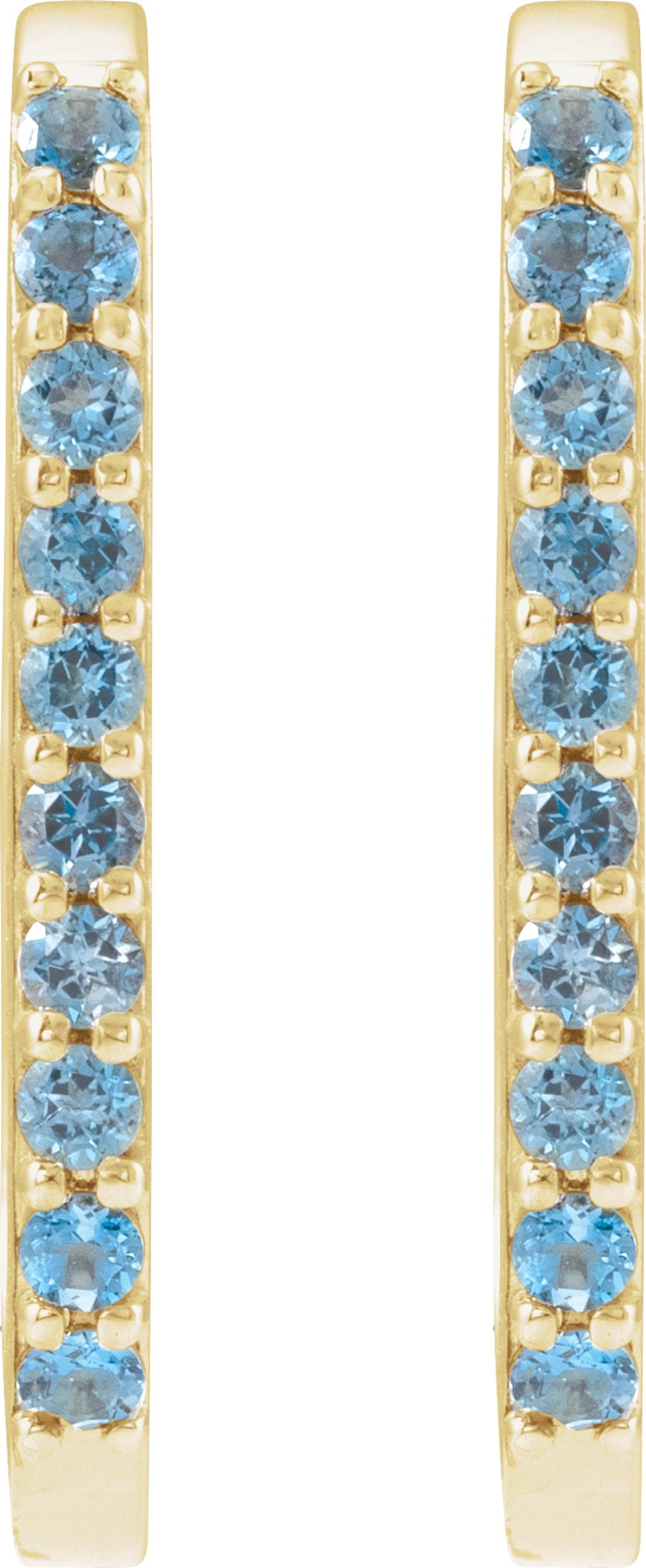 14K Yellow Gold Natural London Blue Topaz 20 mm Hoop Earrings