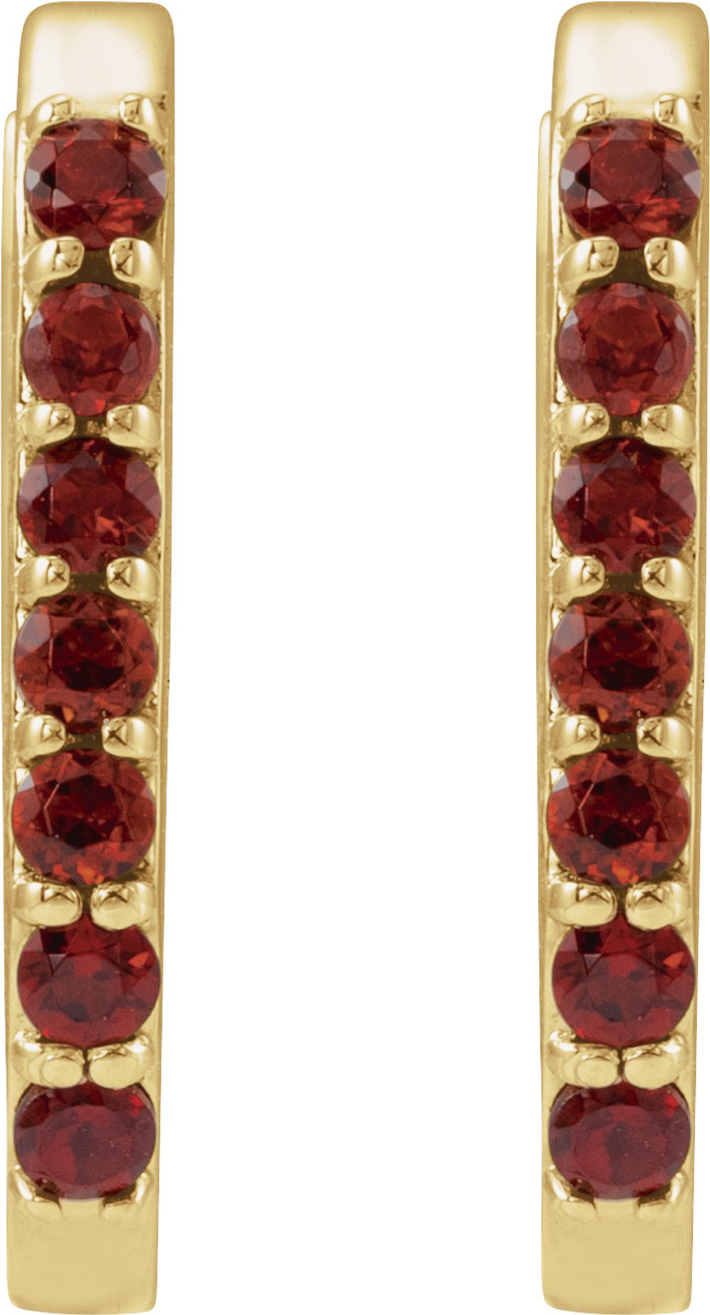 14K Yellow Natural Mozambique Garnet 14 mm Hoop Earrings