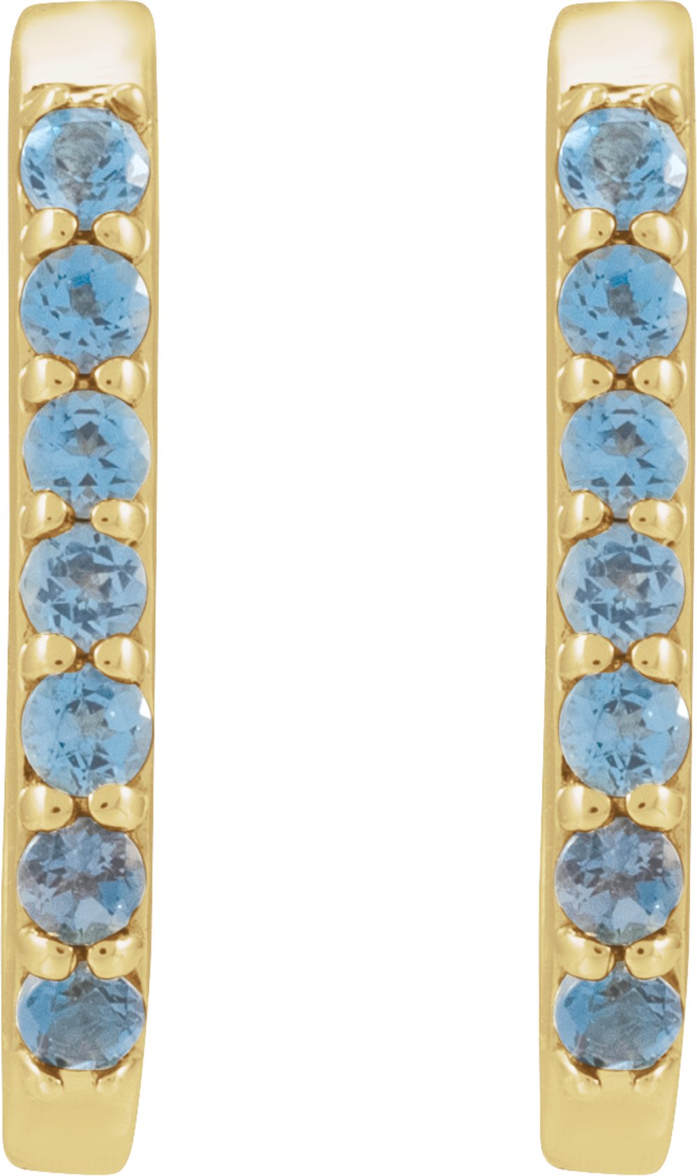 14K Yellow Gold Natural London Blue Topaz 14 mm Hoop Earrings