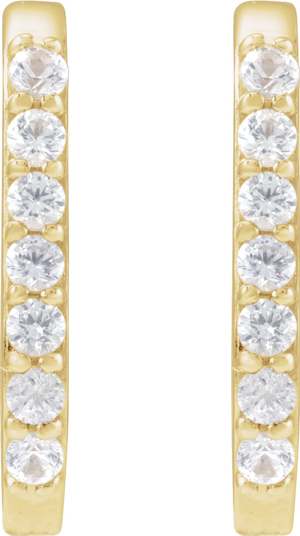 14K Yellow Gold Natural White Sapphire 14 mm Hoop Earrings