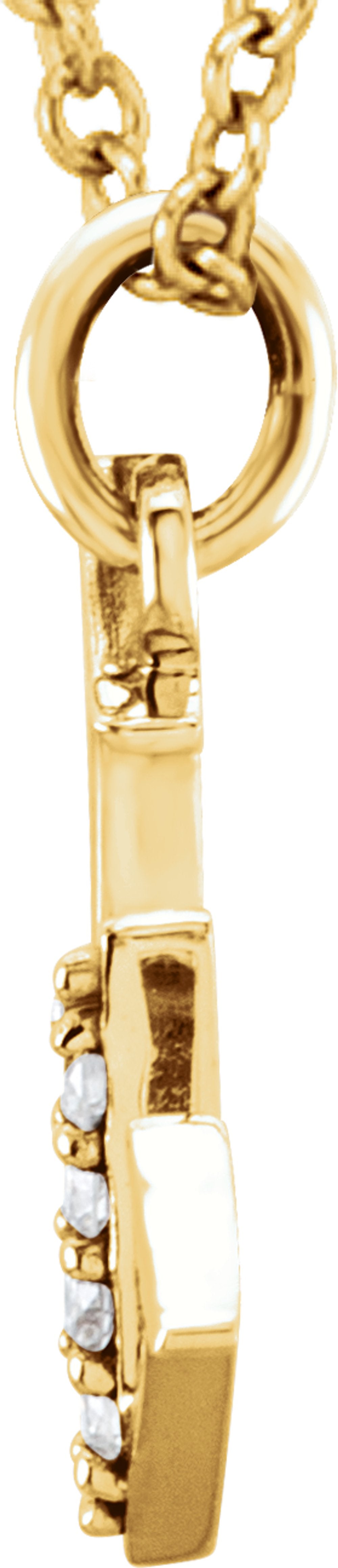 14K Yellow Gold .02 CTW Natural Diamond Lowercase Initial W 16" Necklace