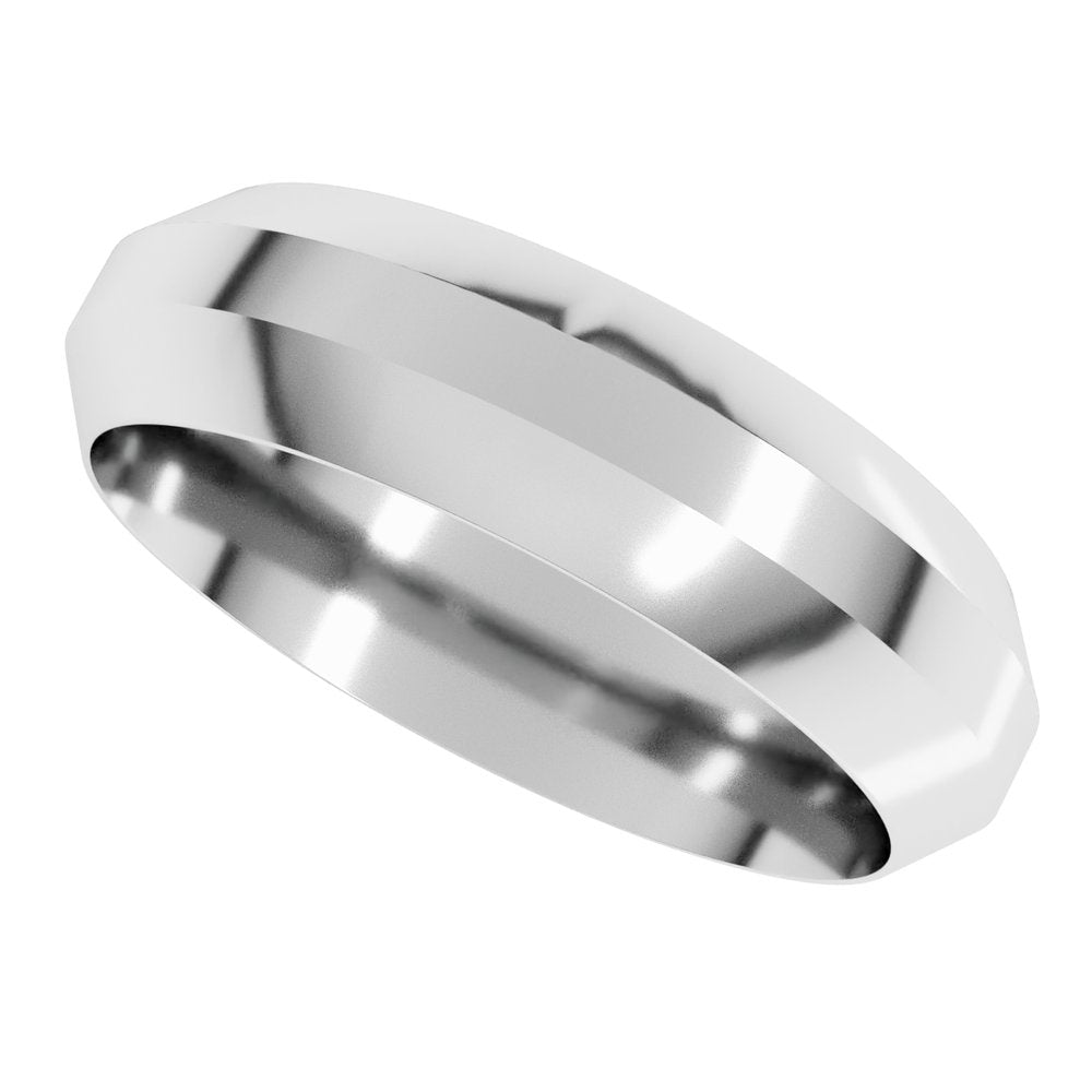 14K White 6 mm Trapezoid Flat Band Size 10