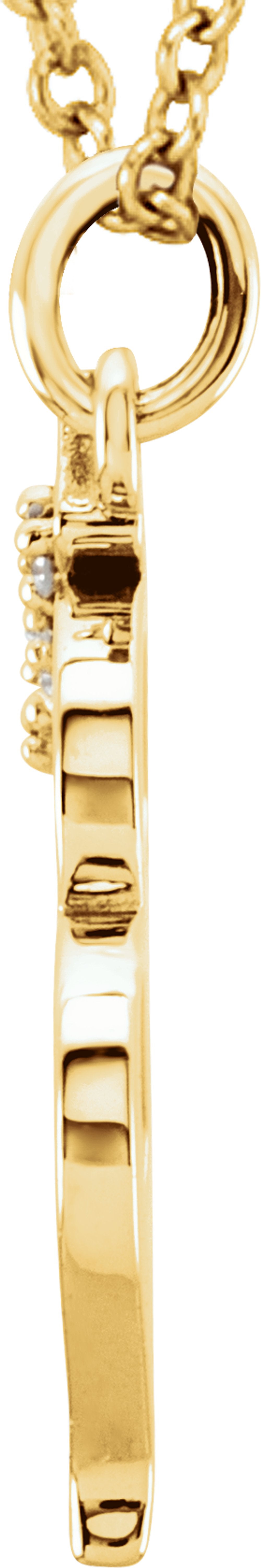 14K Yellow Gold .02 CTW Natural Diamond Lowercase Initial M 16" Necklace