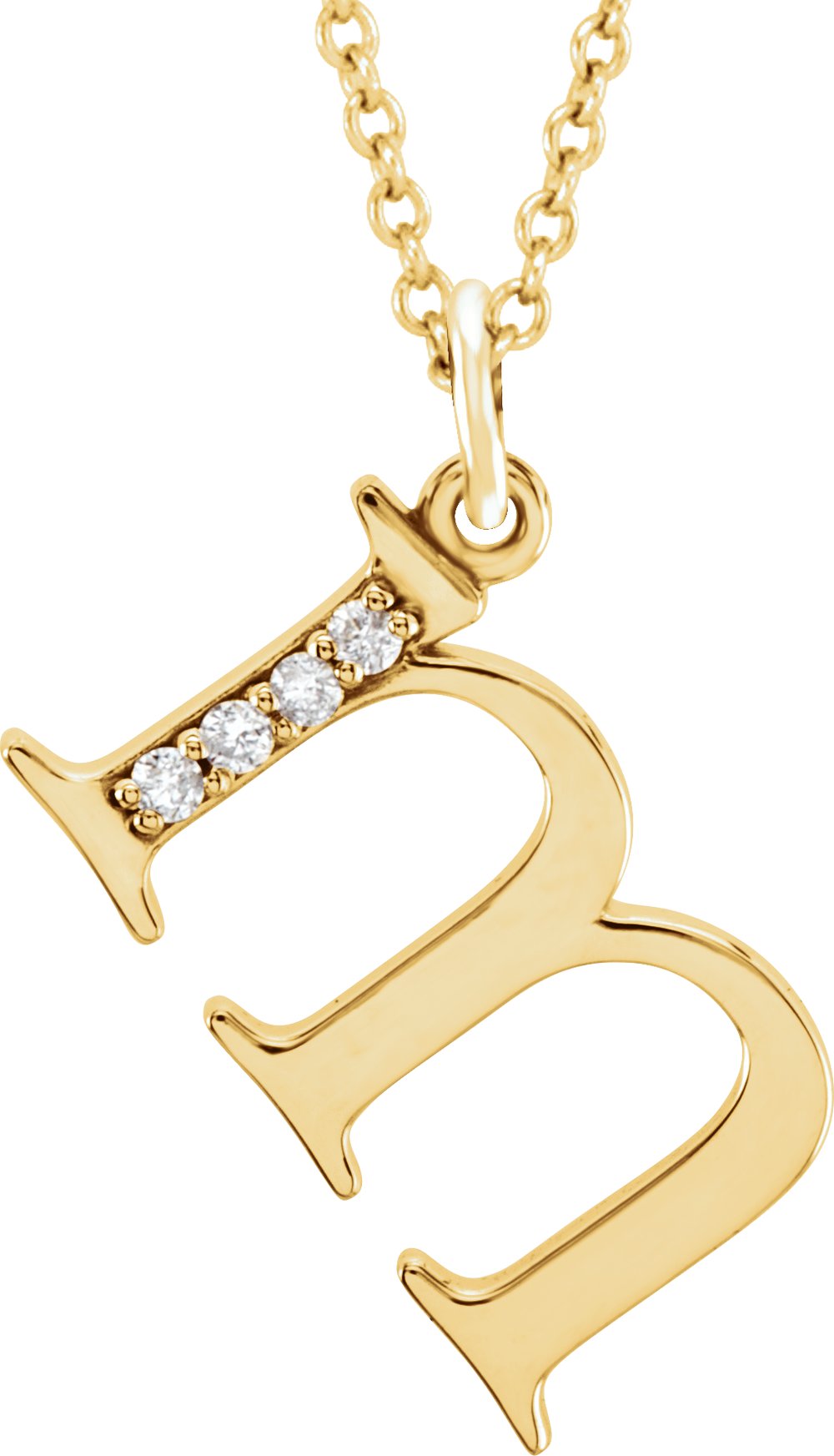 14K Yellow Gold .02 CTW Natural Diamond Lowercase Initial M 16" Necklace