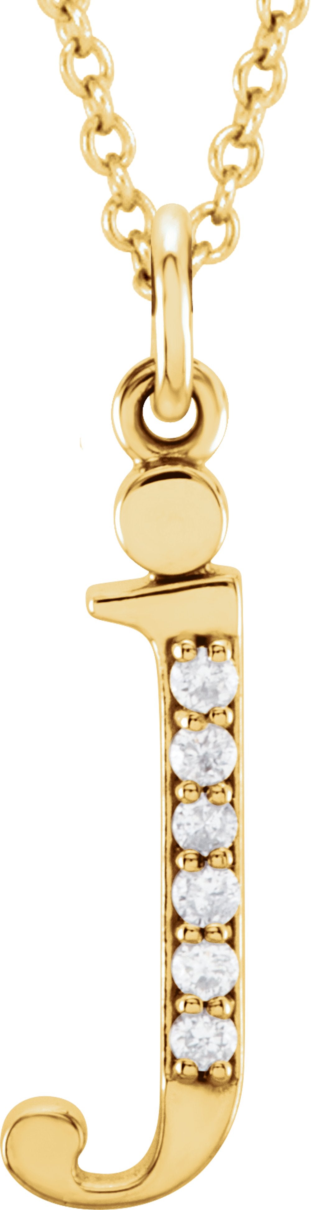 14K Yellow Gold .025 CTW Natural Diamond Lowercase Initial J 16" Necklace