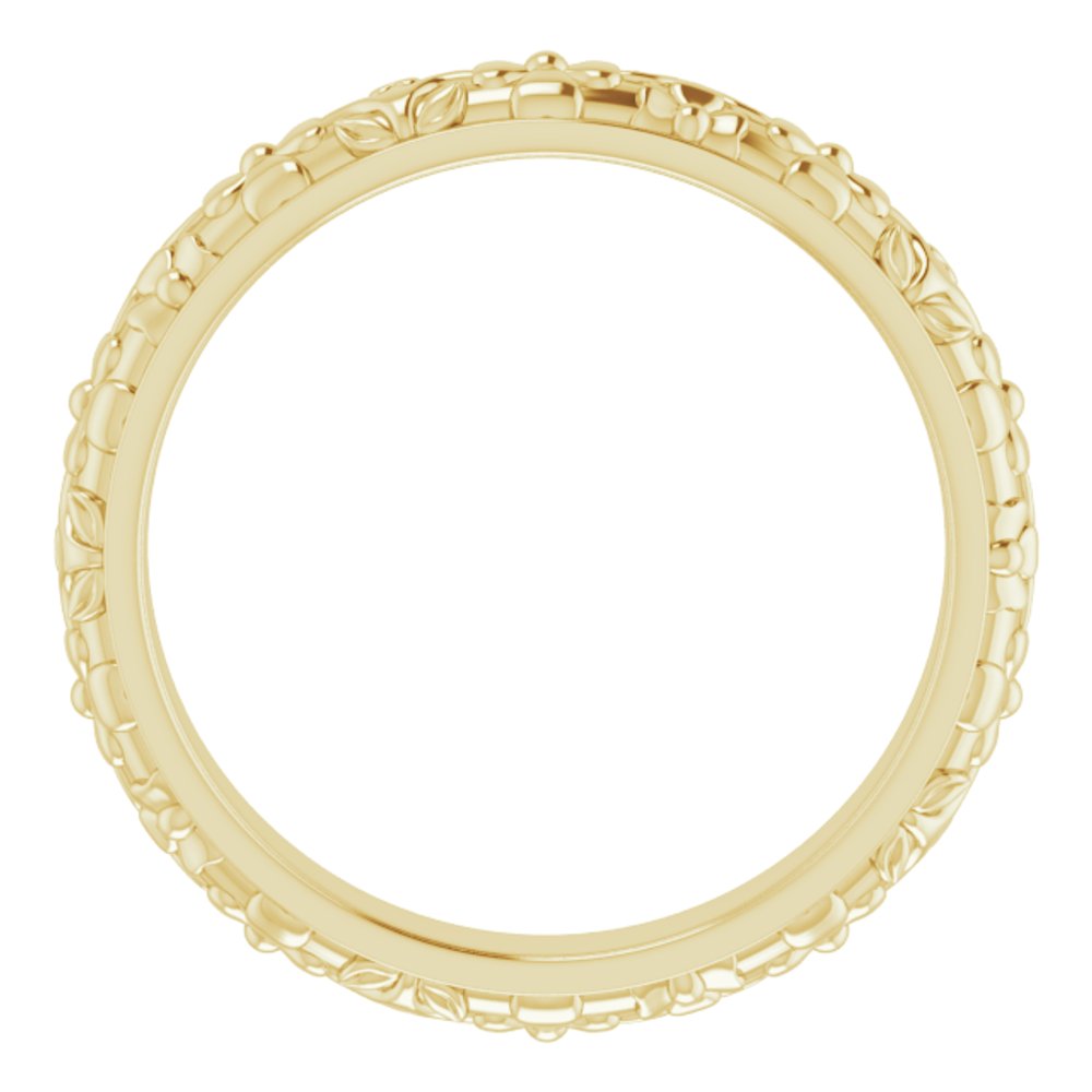 10K Yellow Gold 3.6 mm Floral Half Round Band Size 6.5