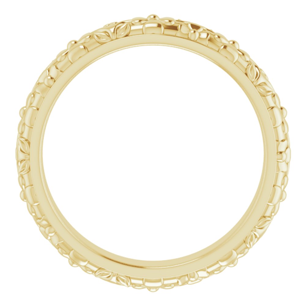 14K Yellow Gold 3.6 mm Floral Half Round Band Size 5.5