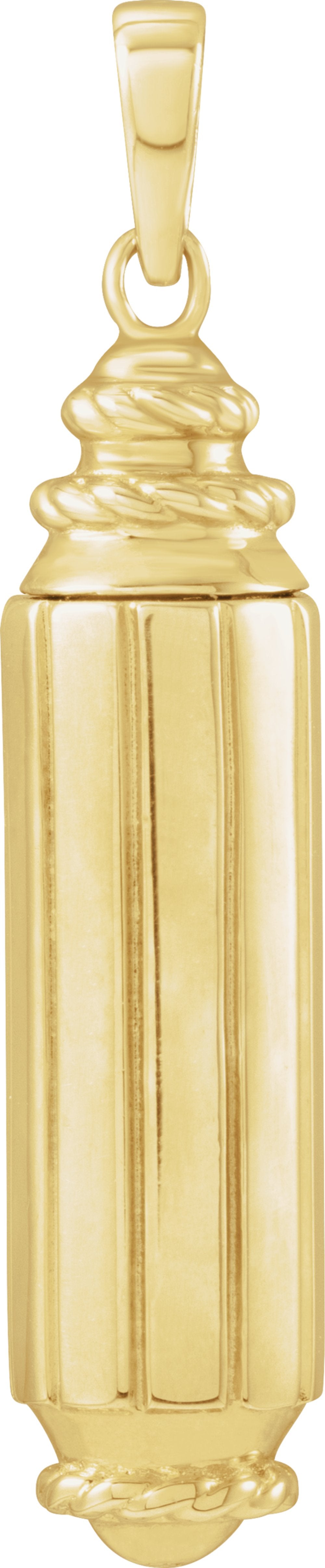14K Yellow Cylinder Ash Holder Pendant