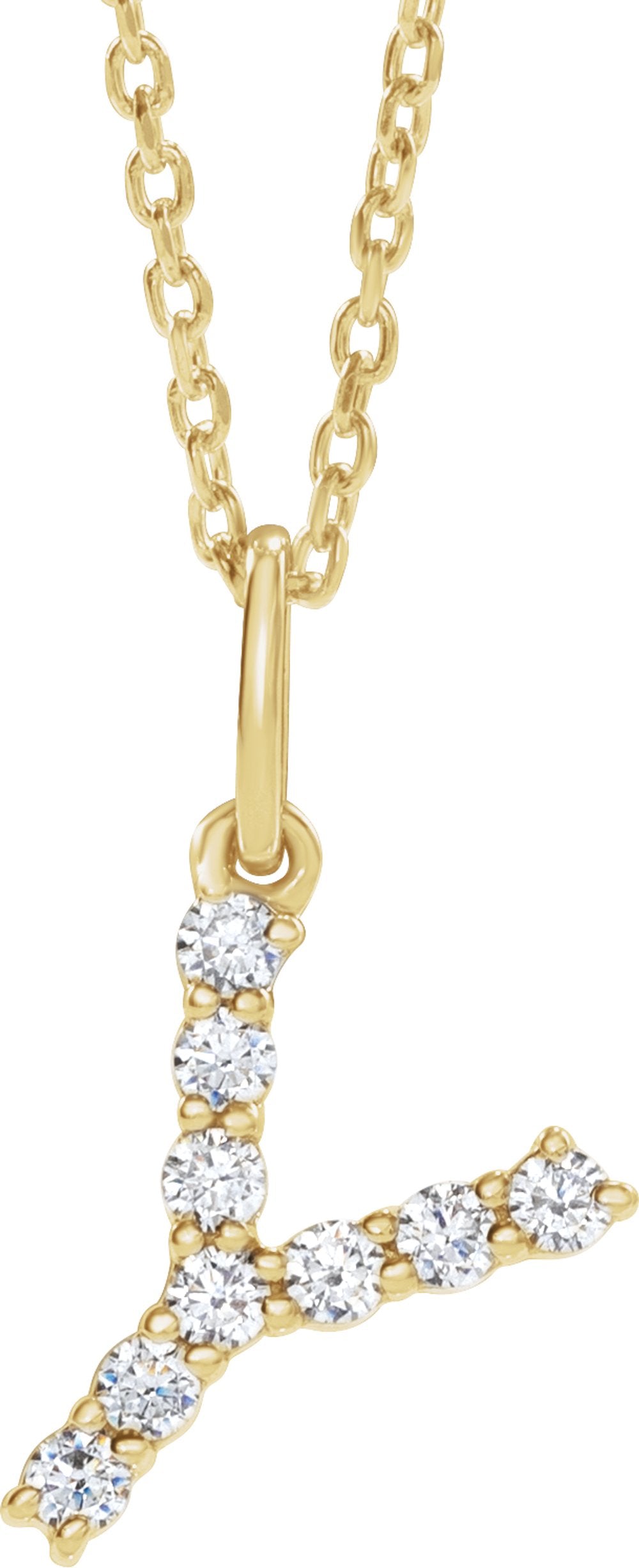 14K Yellow 1/6 CTW Lab-Grown Diamond Initial Y 16-18" Necklace