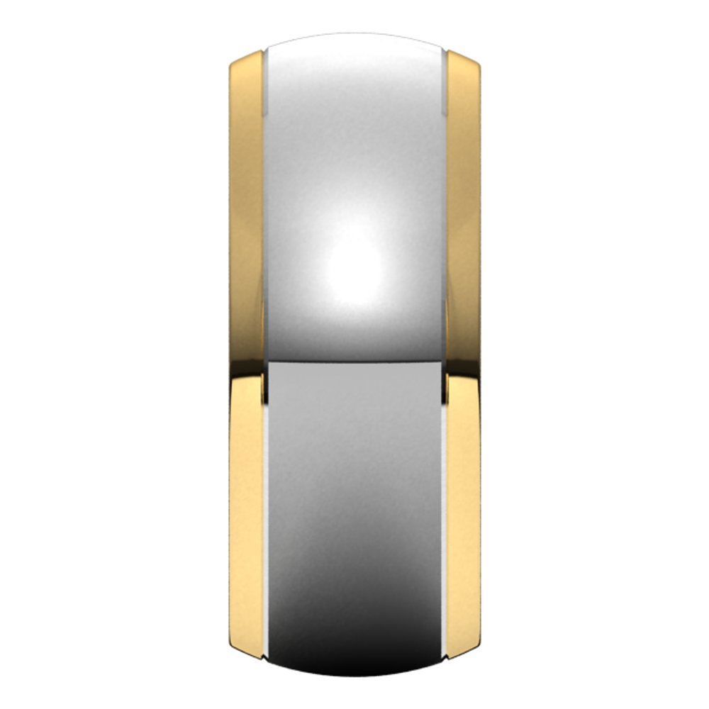 14K Yellow/White 8 mm Stepped Beveled-Edge Inlay Half Round Band Size 9.5