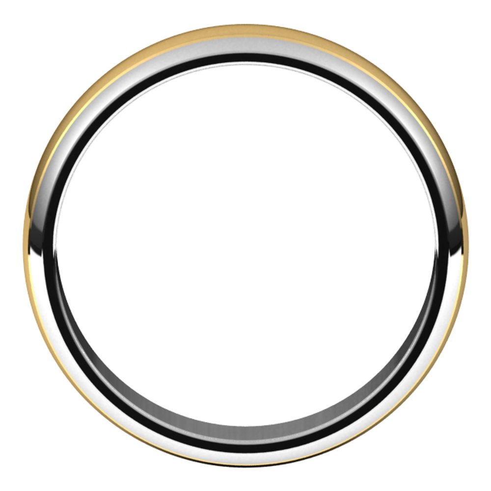 14K White/Yellow 5 mm Stepped Beveled-Edge Inlay Half Round Band Size 8.5